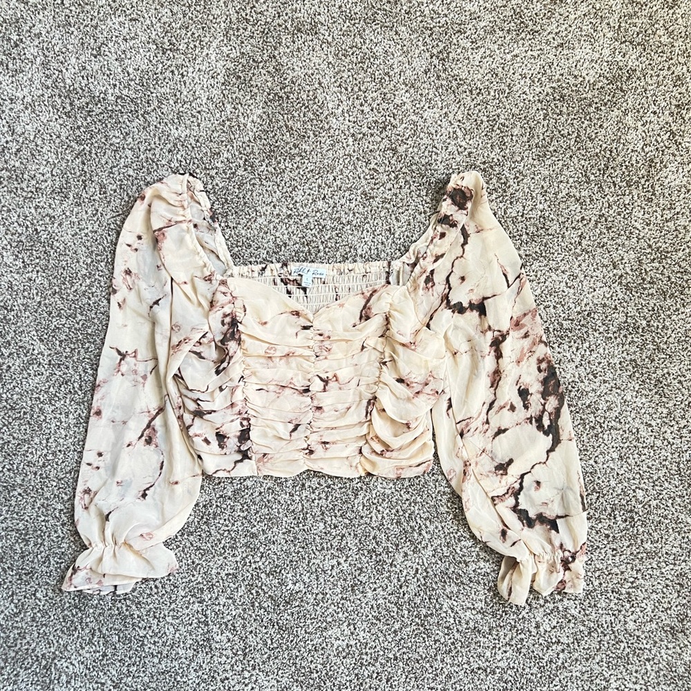 Rabbit Rose Chic Floral Cream Blouse size L